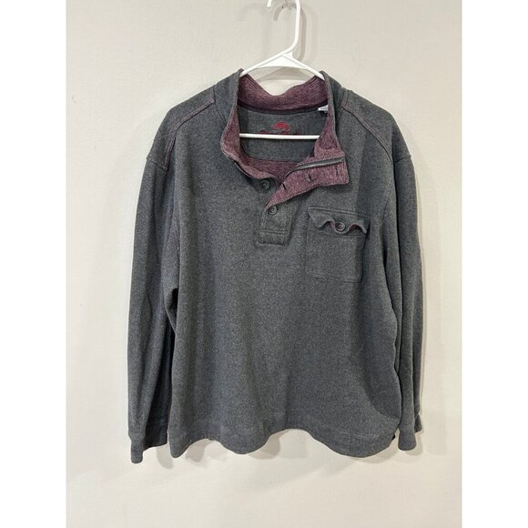 Tommy Bahama Alpine View Gray Men's Pullover Quarter Button Sweatshirt Size XXL - Picture 2 of 6